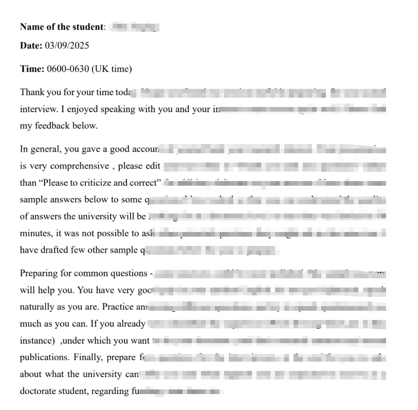 华中科技大学 入学面试辅导成功案例